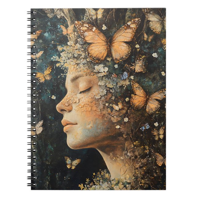 Caderno Espiral Deusa da Floresta Encantada com Borboletas (4) (Frente)