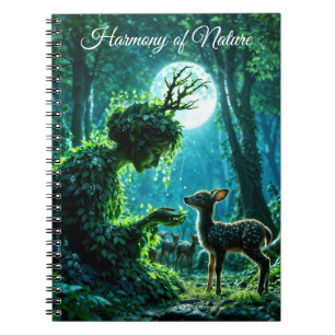 Caderno Espiral Deusa da floresta fantasia e arte de cervo gentil
