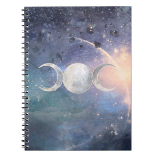 Caderno Espiral Deusa da Lua Tripla do Universo Celestial