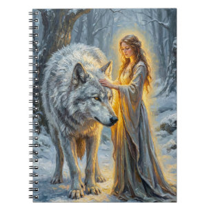 Caderno Espiral Deusa do Inverno & Lobo Branco