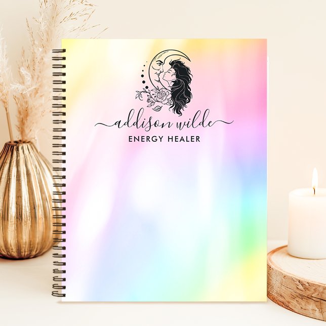 Caderno Espiral Deusa Mística Celestial Arco-Íris Personalizado (Criador carregado)