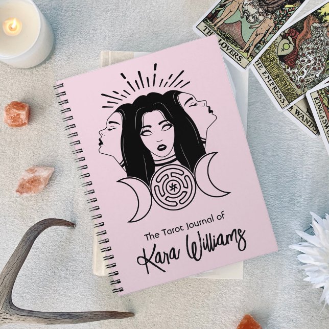Caderno Espiral Deusa Tripla Hecate Black & Pink Wicca Tarot (Triple Goddess Hecate Black & Pink Wicca Tarot Notebook)
