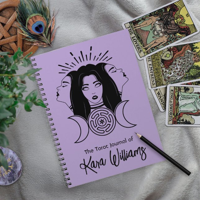 Caderno Espiral Deusa Tripla Hecate Black & Purple Wicca Tarot (Triple Goddess Hecate Black & Purple Wicca Tarot Notebook)