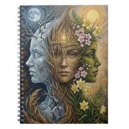 Caderno Espiral Deusa Tríplice do Inverno à Primavera Imbolc Arte 