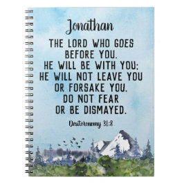 Caderno Espiral Deuteronomia 31 8 Bíblia Verso Natureza da Aquarel