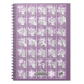 Caderno Espiral Deutsches Fingeralphabet 4 - lavendelgrau /