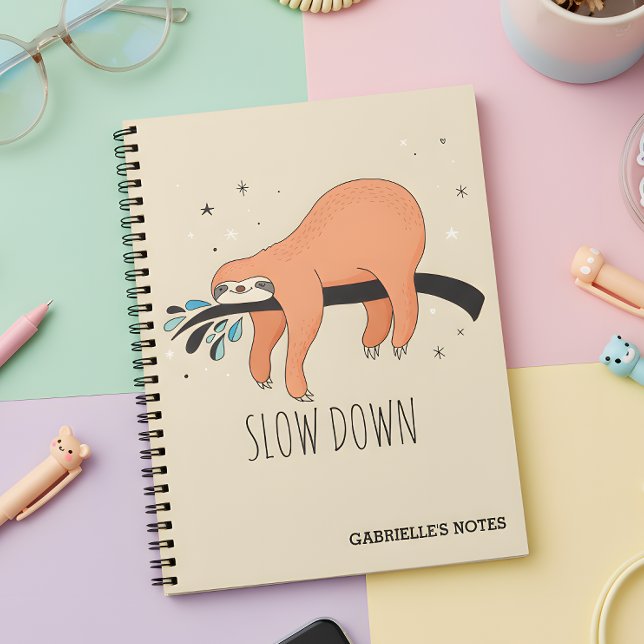 Caderno Espiral Devagar - Engraçada Lama (Slow down notebook - a notebook that reminds you to sloth down!)