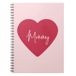 Caderno Espiral Dia da Mãe Personalizada - Cor-de-Rosa Suave e Cor