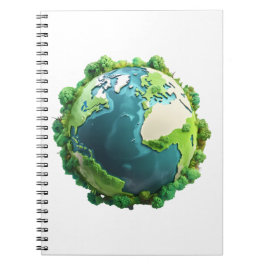 Caderno Espiral Dia da Terra - Terra Verde e Azul com árvores