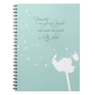 Caderno Espiral Dia das Enfermeiras com Dandelion a soprar no Teal