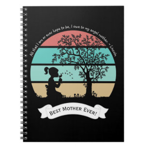 Caderno Espiral Dia de as mães Citação Sentada Sob Tree Angel M