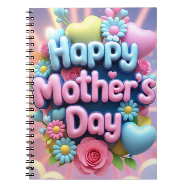 Caderno Espiral dia de as mães feliz (Frente)