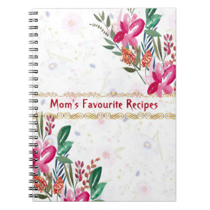Caderno Espiral Dia de as mães Mães Favorito Recebe Cuta Flor Rosa
