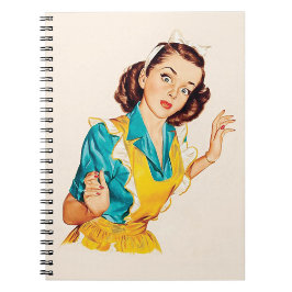 Caderno Espiral Dia de Assar 1950 Mulher Vintage com Avental