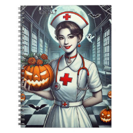 Caderno Espiral Dia de enfermeira do Dia das Bruxas do Notepad