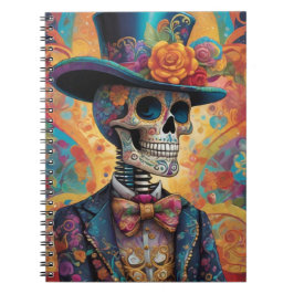 Caderno Espiral Dia de los Muertos Dapper Skeleton
