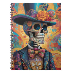 Caderno Espiral Dia de los Muertos Dapper Skeleton