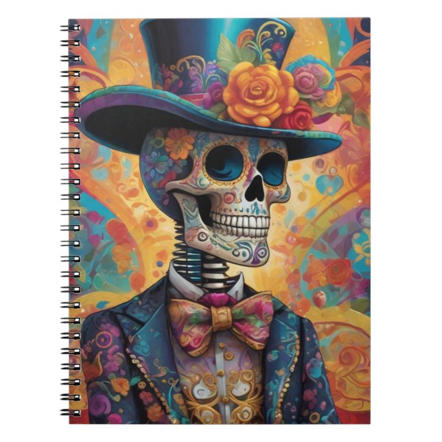Caderno Espiral Dia de los Muertos Dapper Skeleton (Frente)