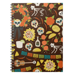 Caderno Espiral Dia De Los Muertos - padrão perfeito - carro dese