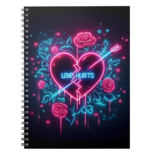 Caderno Espiral Dia de os namorados Ama Machuca Neon Heart