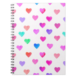 Caderno Espiral dia de os namorados de padrão de cor d'água pintad
