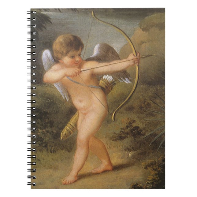 Caderno Espiral Dia de os namorados de safra, Cupido com Arco e Se (Frente)