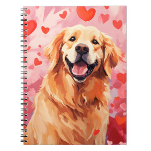 Caderno Espiral Dia de os namorados do ouro Retriever