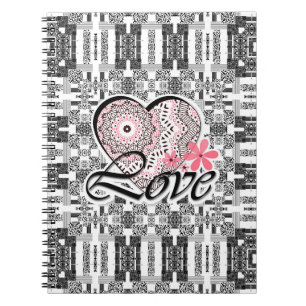 Caderno Espiral Dia de os namorados sem costura Amor decoração fun