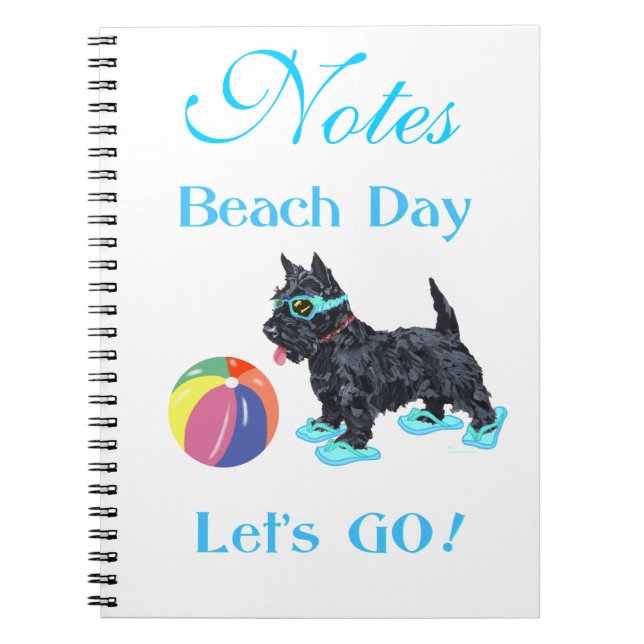 Caderno Espiral Dia de Praia Cachorro Scottie (Frente)
