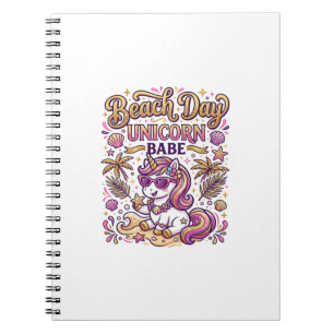 Caderno Espiral Dia de Praia do Unicórnio Babe do Unicórnio Elegan