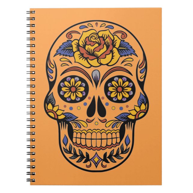 Caderno Espiral Dia do crânio mexicano dos mortos (Frente)
