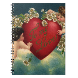 Caderno Espiral Dia dos Namorados Vintage Cherubins Vitorianos no