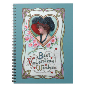 Caderno Espiral Dia dos Namorados Vintage, Mulher Elegante em um C