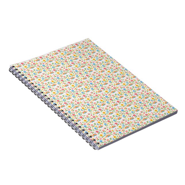 Caderno Espiral Dia Ensolarado Florido Arco-íris (Lado Direito)