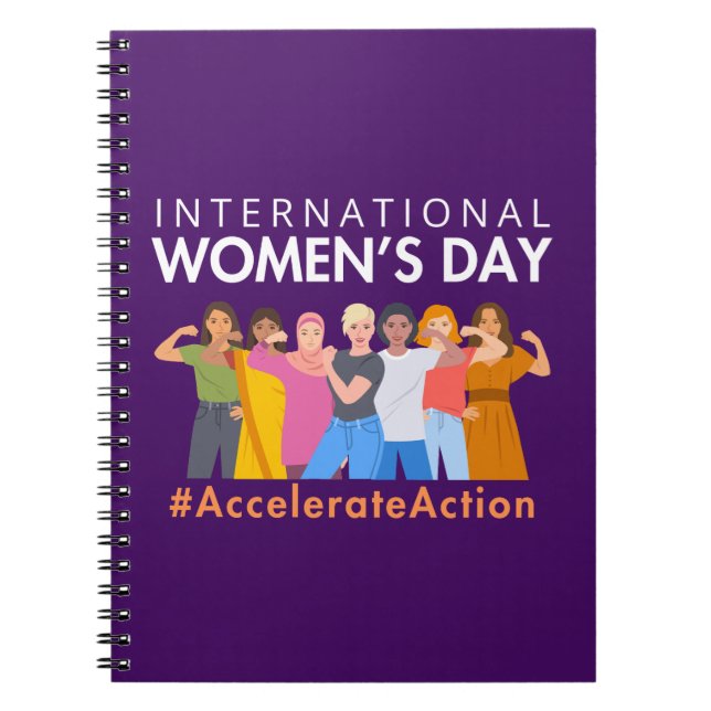 Caderno Espiral Dia Internacional da Mulher 2025, Aceleração da Aç (Frente)