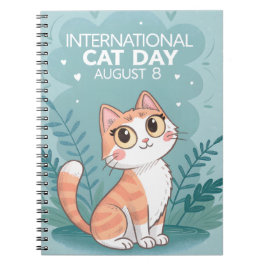 Caderno Espiral Dia Internacional do Gato Arte de Gato Caprichosa 