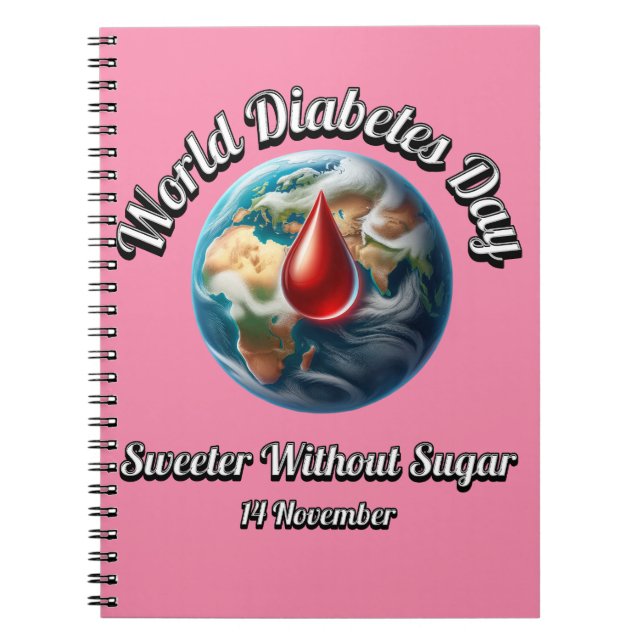 Caderno Espiral Dia Mundial da Diabetes. Doce Sem Açúcar. (Frente)