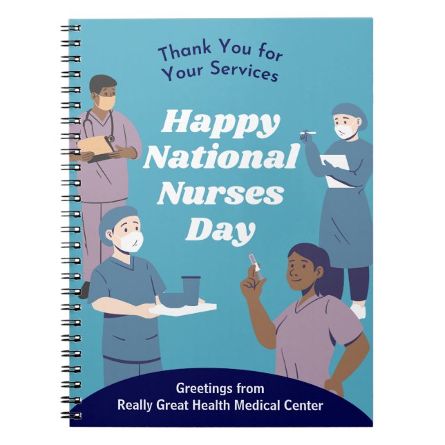 Caderno Espiral Dia Nacional de Enfermeiros Personalizável (Frente)