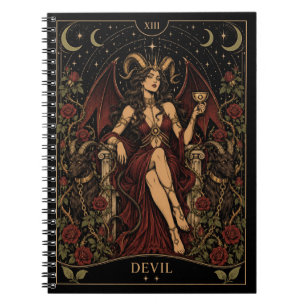 Caderno Espiral Diabo, Arte do Tarot Starlit