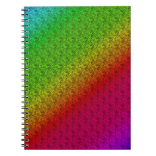 Caderno Espiral Diag Gradient Floral Patterno Vermelho Gradiente A