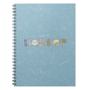 Caderno Espiral Diagrama de biologia e azul de tipografia