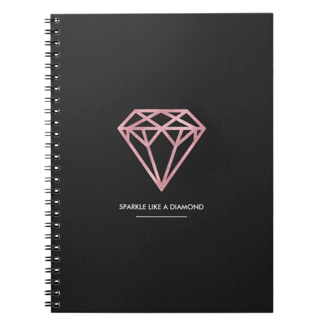 Caderno Espiral Diamante Dourado cor-de-rosa (Frente)