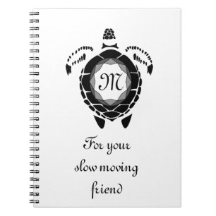 Caderno Espiral Diamante Negro Tartaruga Silhueta Monograma