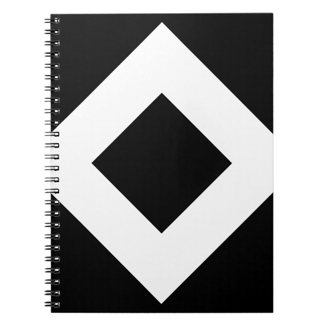 Caderno Espiral Diamante Preto, Borda Branca Negrito (Frente)