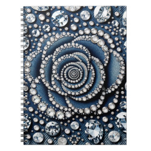 Caderno Espiral Diamante Rosa & Brilho de Jeans Jóias
