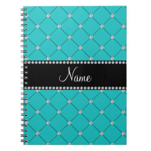Caderno Espiral Diamantes conhecidos personalizados de turquesa