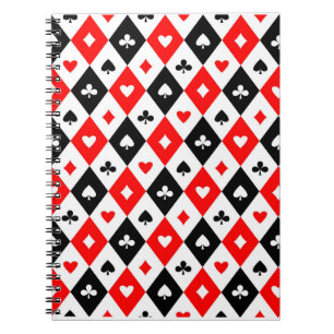 Caderno Espiral Diamantes Corações Espadas Pelotas Jogando Cartões