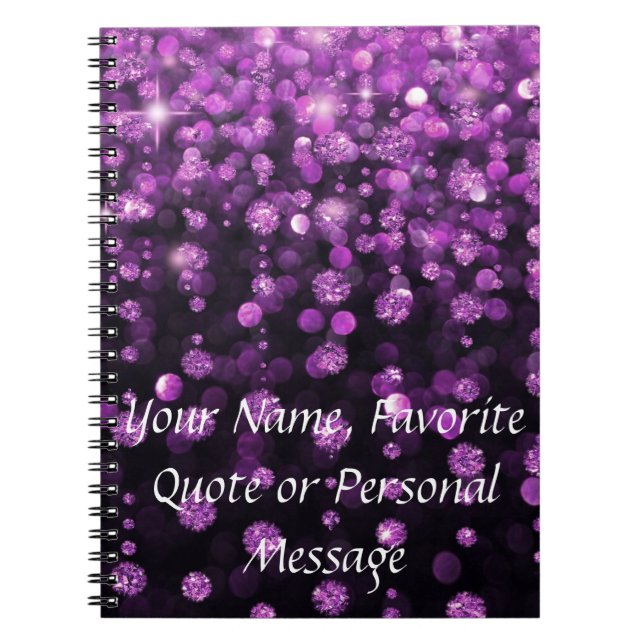Caderno Espiral Diamantes roxos do brilho (Frente)