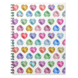 Caderno Espiral Diamond Heart Watercolor Pattern Cute Pastel Girly