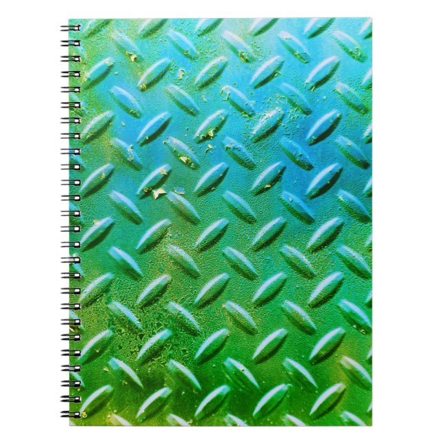 Caderno Espiral Diamond Plate Steel Green and Blue (Frente)